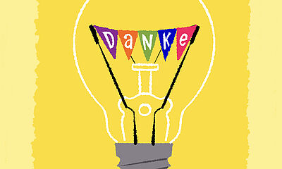 Zentrales Bild anlässlich des Jubiläums 20 Jahre Freiwilligendienste Kultur und Bildung: Danke für #inspirierendeideen.