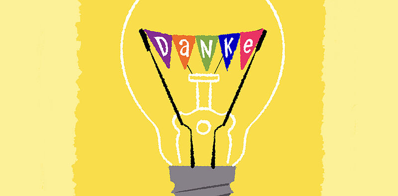 Zentrales Bild anlässlich des Jubiläums 20 Jahre Freiwilligendienste Kultur und Bildung: Danke für #inspirierendeideen.
